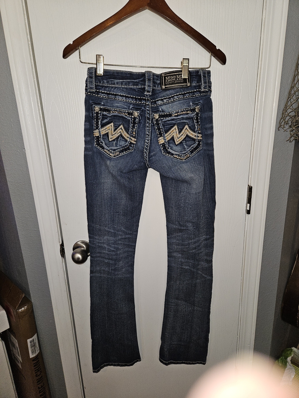 Miss Me Women's Medium Wash Bootcut Jeans with Embellished Pockets